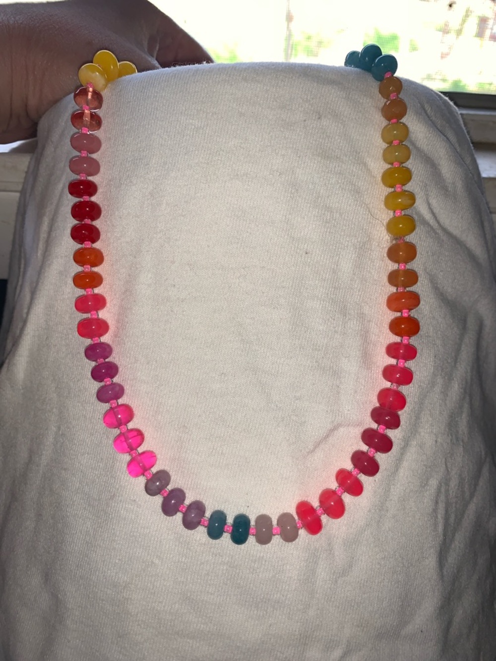 Anthropologie Multicolor Beaded Necklace with Yellow, Pink, Red and Teal Accents